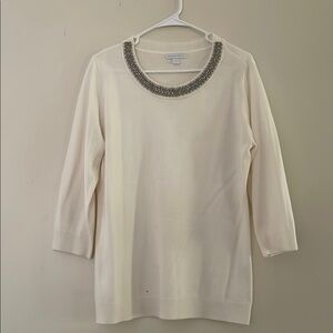 New York & Company Ivory Knit Sweater Women Size L